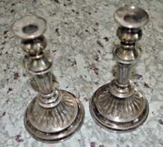 Pair of Antique Hand Chased Candlesticks, Viners, Silver-plated, Sheffield - £62.90 GBP