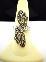 Preowned Vintage Estate Sterling Silver &amp; Marcasite Swirl Design Ring Sz 7.5 - £28.05 GBP