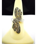 PREOWNED VINTAGE ESTATE STERLING SILVER &amp; MARCASITE SWIRL DESIGN RING SZ... - £27.51 GBP