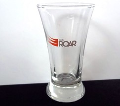 Tall tapered shot glass Club ROAR red &amp; gray on clear Libbey - £6.90 GBP