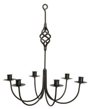 &quot;BIRD CAGE&quot; BASKET WROUGHT IRON CANDLE CHANDELIER - 6 Arm Handcrafted Ca... - £273.07 GBP