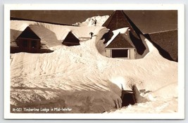 RPPC Skiing Down Snow Covered Roof of Timberline Lodge Mt Hood OR Postcard W29 - £12.74 GBP