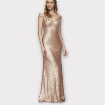 THEIA Bridesmaids | Kaylee Rose Gold all over Sequin Gown Maxi Dress size 6 - £133.49 GBP