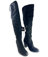 DV by Dolce Vita Black Knee High Boots Size 7 Faux Suede Block Heel Zip NWT - $558.02 MXN