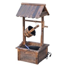 Outdoor Garden Solid Wood Wishing Well Water Fountain with Bucket and Pump - $4,088.11 MXN