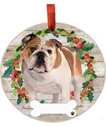 Bulldog Dog Wreath Ornament Personalizable Christmas Tree Holiday Decora... - £11.33 GBP