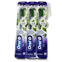 3 Oral-B Tea Tree Infused Bristles Soft Toothbrushes Detoxifies Removes Plaque - £20.36 GBP