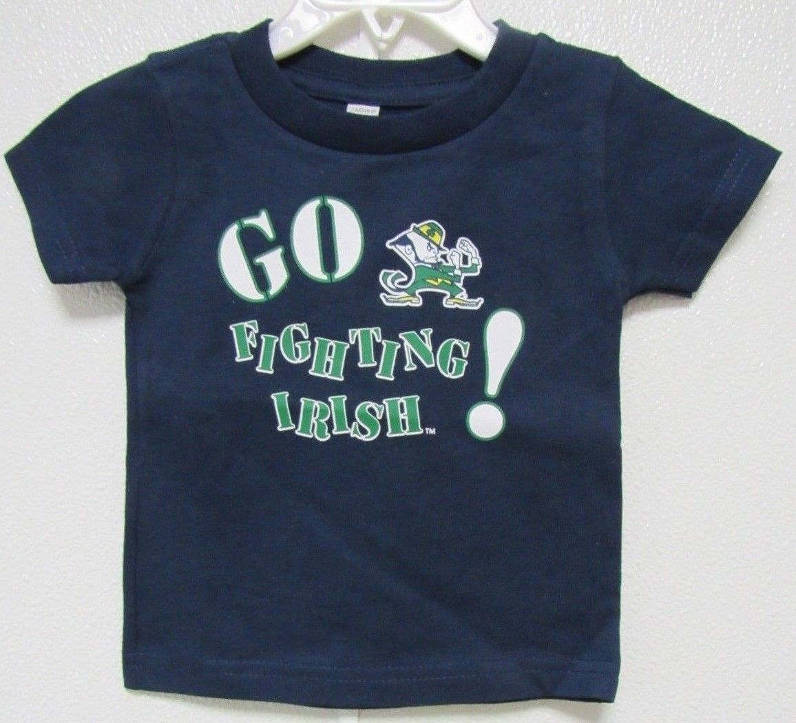 NCAA Notre Dame Fighting Irish Logo on Navy T-Shirt Style Two Feet Ahead #119 - $16.95