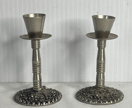 Two Vintage Used Jewish Candlestick Holder Moroccan Style 3.5” X 2” Hand... - $36.58