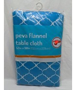 Vintage Peva Flannel Blue Table Cloth 52&quot; X 90&quot; - $26.96 CAD