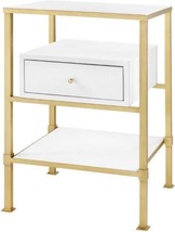 Side Table BUNGALOW 5 MARCEL Industrial White Lacquer Antique Gold Polished - £1,286.16 GBP