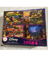Thomas Kinkade Disney 4-1 Jigsaw Puzzle 500pc Mickey Beauty Beast 3/4 NE... - £19.16 GBP