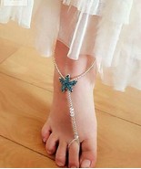 NEW Blue Rhinestone Starfish Foot Jewelry~Barefoot Sandals~Beachwear~Gif... - £13.45 GBP