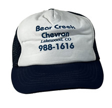 Vintage Blue Snapback Trucker Hat Bear Creek CHEVRON Lakewood, CO Oil &amp; Gas - £17.48 GBP