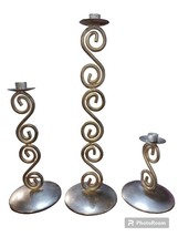 Candle Holder Silver  Plate Vintage Swirl Set Three Sizes Unpolished - £62.86 GBP