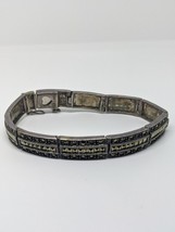 Vintage Sterling Silver 925 FAS Marcasite Tennis Bracelet 6.75&quot; - £51.39 GBP