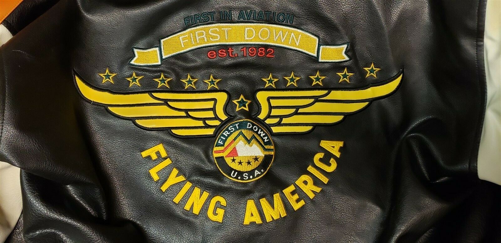 First Down Aviation Fighting Eagle Jacket PVC Casting Leather XX Large Coat - $179.99
