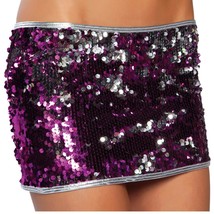 Sequin Mini Skirt Two Toned Shiny Metallic Low Rise Fuchsia Silver SKSQ1... - £21.42 GBP