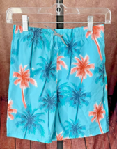 NWT Boys Tropical Palm Trees Turquoise Blue Swimsuit Swim Trunks Swimwear 8 - $87.74 MXN