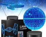 3D Star Wars Lamp -3 Patterns Night Light With Timing Remote Control And... - £28.67 GBP