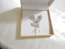 Charter Club Silver-Tone Crystal &amp; Kiska Pearl Tulip Pin R904 $27 - £10.76 GBP