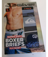 Three QuickSilver boxer briefs Size Large Fly Front Blue and Prints - $363.54 MXN