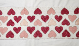 Valentines Red Pink Hearts Beaded Table Runner  13&quot;x 36&quot; - £50.25 GBP