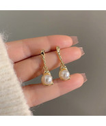 S925银针高级感金属时尚几何耳钉珍珠耳坠耳环小众不规则耳饰6614 - $5.87 MXN