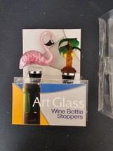 Art Glass Wine Bottle Stoppers Flamingo Palm Tree Tropical FREE SHIPPING - £15.58 GBP