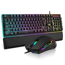 K10 Wired Gaming Keyboard And Mouse And Wrist Rest Combo, Rgb Backlit, M... - £58.18 GBP