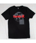 Hurley T Shirt Mens Small Black World Earth Globe Logo Skate Surf - £10.65 GBP