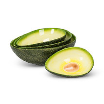 Avocado Shaped  Serving Bowls Small Nesting Set of 4 Ceramic Green Charcuterie - £31.05 GBP