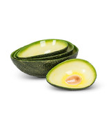 Avocado Shaped  Serving Bowls Small Nesting Set of 4 Ceramic Green Charc... - £30.41 GBP