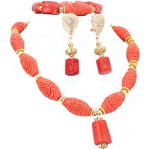 Dudo Wedding Beads Coral Jewelry Set Flower Divider and Nature Coral Necklace Je - £46.37 GBP