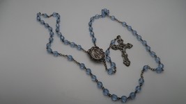 Vintage Faux Blue Crystal Relic Rosary - $14.85
