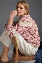 New Anthropologie Eze Sur Mer Yvonne Lace Boho Chic Blouse $98 SMALL Floral Geo - £28.74 GBP