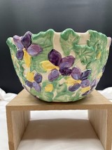 Temptations by Tara Figural Floral Serving Bowl 1.5 Quart Purple Pansies Flowers - £13.14 GBP
