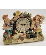 MN) Tabletop Mantel Boy Girl Bunny Garden Clock Battery Analog Shelf Clock - $5.93