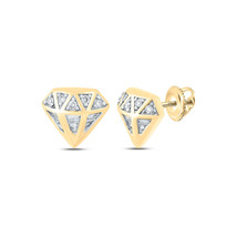14kt Yellow Gold Mens Baguette Diamond Gem Fashion Earrings 1/3 Cttw - £455.54 GBP