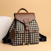 Houndstooth Backpack Women&#39;s New Fashion Backpack Stylish Commuter Large Capacit - £82.96 GBP