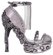 Hades EROS Silver Studs Chains 6&quot; High Ornate Chrome Heels Platform Ankl... - $178.00