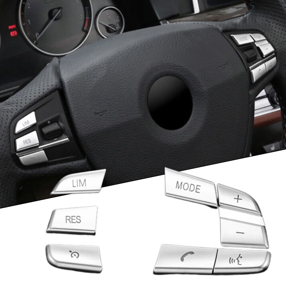 Chrome Steering Wheel Button Cover Trim for BMW 5 6 7 GT F01 F02 F06 F07 F10 F - $20.92