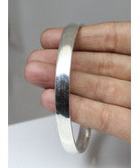Pure Silver Jointless Men&#39;s solid Bangle Bracelet plain flat Kada wrist ... - £69.46 GBP+