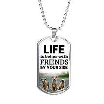 BFF Gift Life is Better with Friends by Your Side Necklace Engraved Stainless St - £46.89 GBP