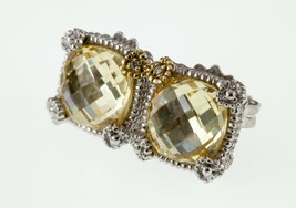 Judith Ripka Argent Sterling Et 18k or Jaune Canari Quartz Boucles D&#39;Ore... - $332.43