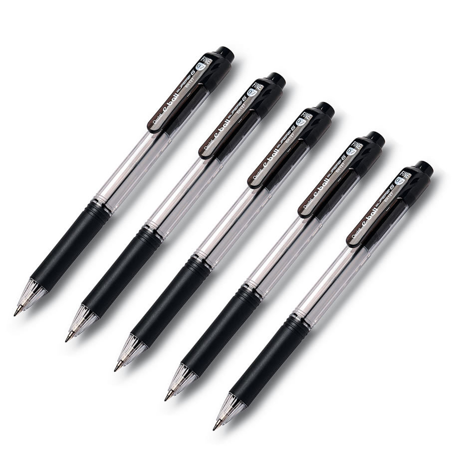 Pentel e-ball 0.7mm Retractable Ballpoint Pen (5pcs), Black Ink, BK127 - $15.99