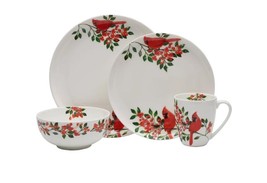 Mikasa Dinnerware Set White Multicolor 16-Piece Cardinal Leaves Bone China - $2,741.92 MXN