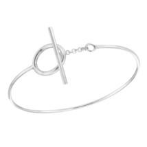 Everyday Modern Open Circle Sterling Silver Toggle Bangle Bracelet - £18.59 GBP