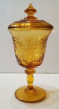 VINTAGE Smith Federal Amber American Eagle and Stars Goblet  With Lid Ba... - $23.03