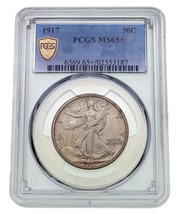 1917 50C Walking Liberty Medio Dólar Graduado Por Calidad Como MS65 + Hermoso - $1,979.97